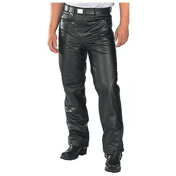 MENS TOUGH LEATHER MOTORCYCLE JEANS PANTS CLASSIC 5 POCKET STYLE SIZE 38" W